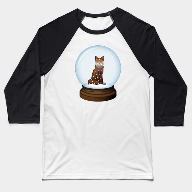 Red Fox Globe Baseball T-Shirt by RudDesigns